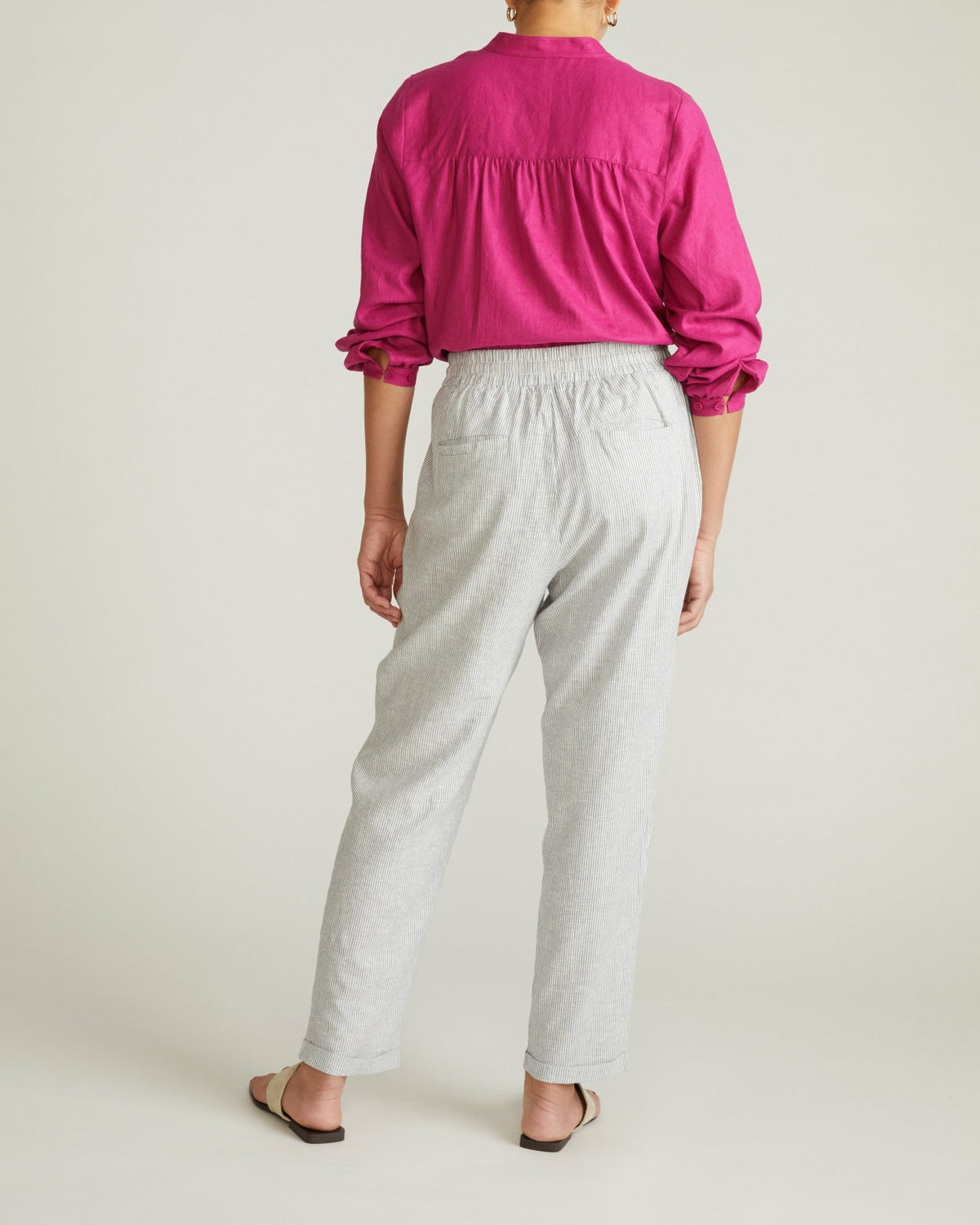 Sayville Linen Blend Drawstring Pant - Beach Stripe | Universal Standard