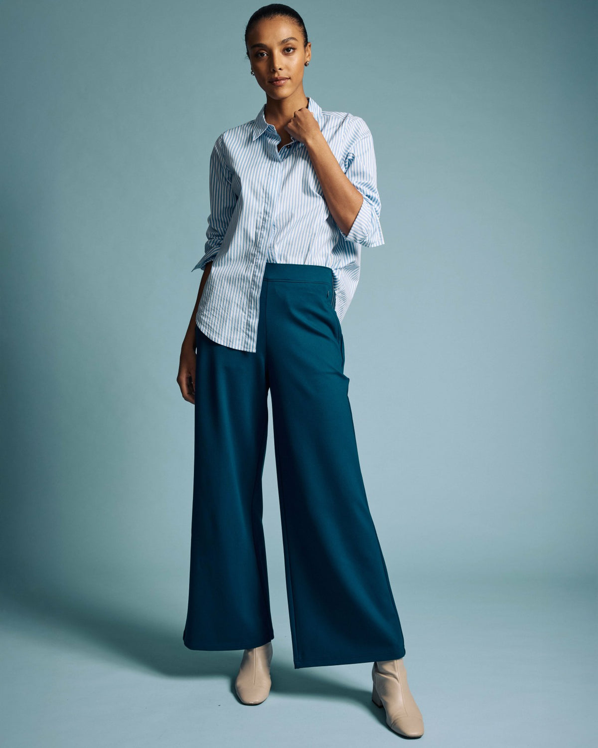 Stephanie Wide Leg Ponte Pants - Deep Teal | Universal Standard