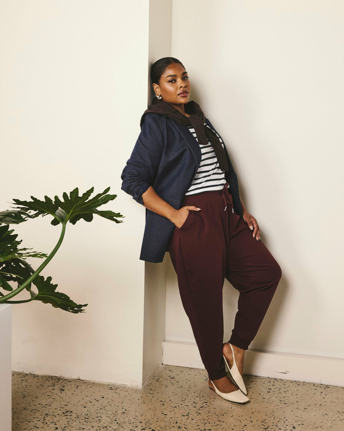 Selma French Terry Jogger - Black Cherry | Universal Standard