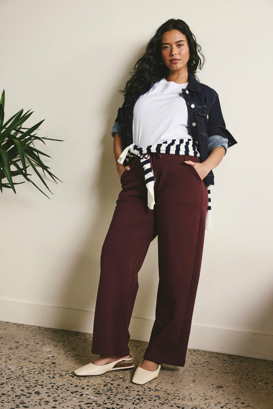 Straight Leg French Terry Sweatpants - Black Cherry | Universal Standard