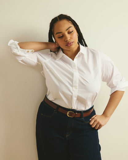 Elbe Popover Stretch Poplin Shirt Classic Fit - White | Universal Standard