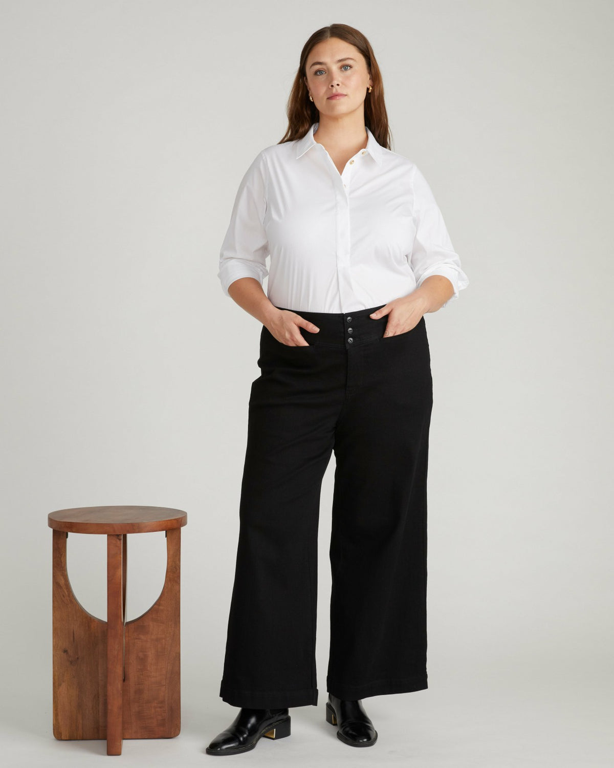 Elbe Popover Stretch Poplin Shirt Classic Fit - White | Universal Standard