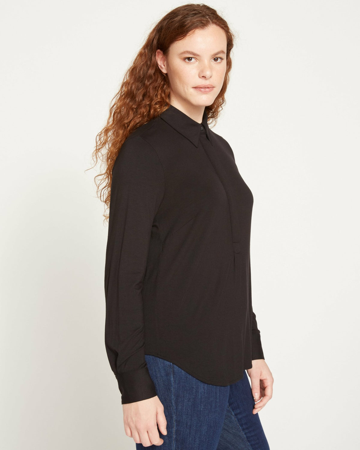 Elbe Popover Liquid Jersey Shirt Classic Fit - Black | Universal Standard