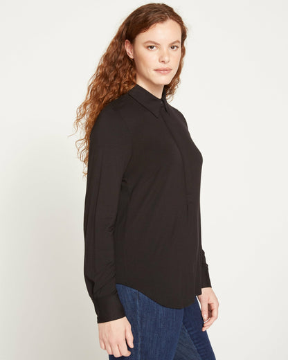 Elbe Popover Liquid Jersey Shirt Classic Fit - Black | Universal Standard