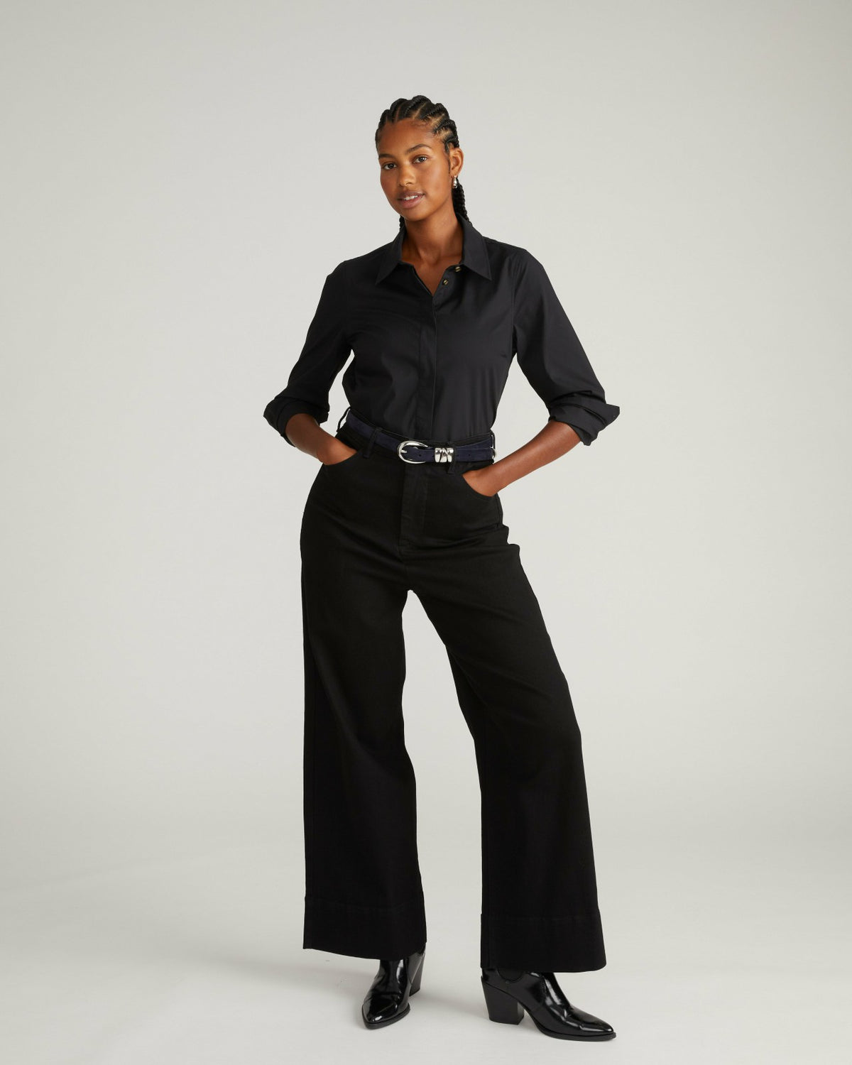 Elbe Stretch Poplin Shirt Classic Fit - Black | Universal Standard
