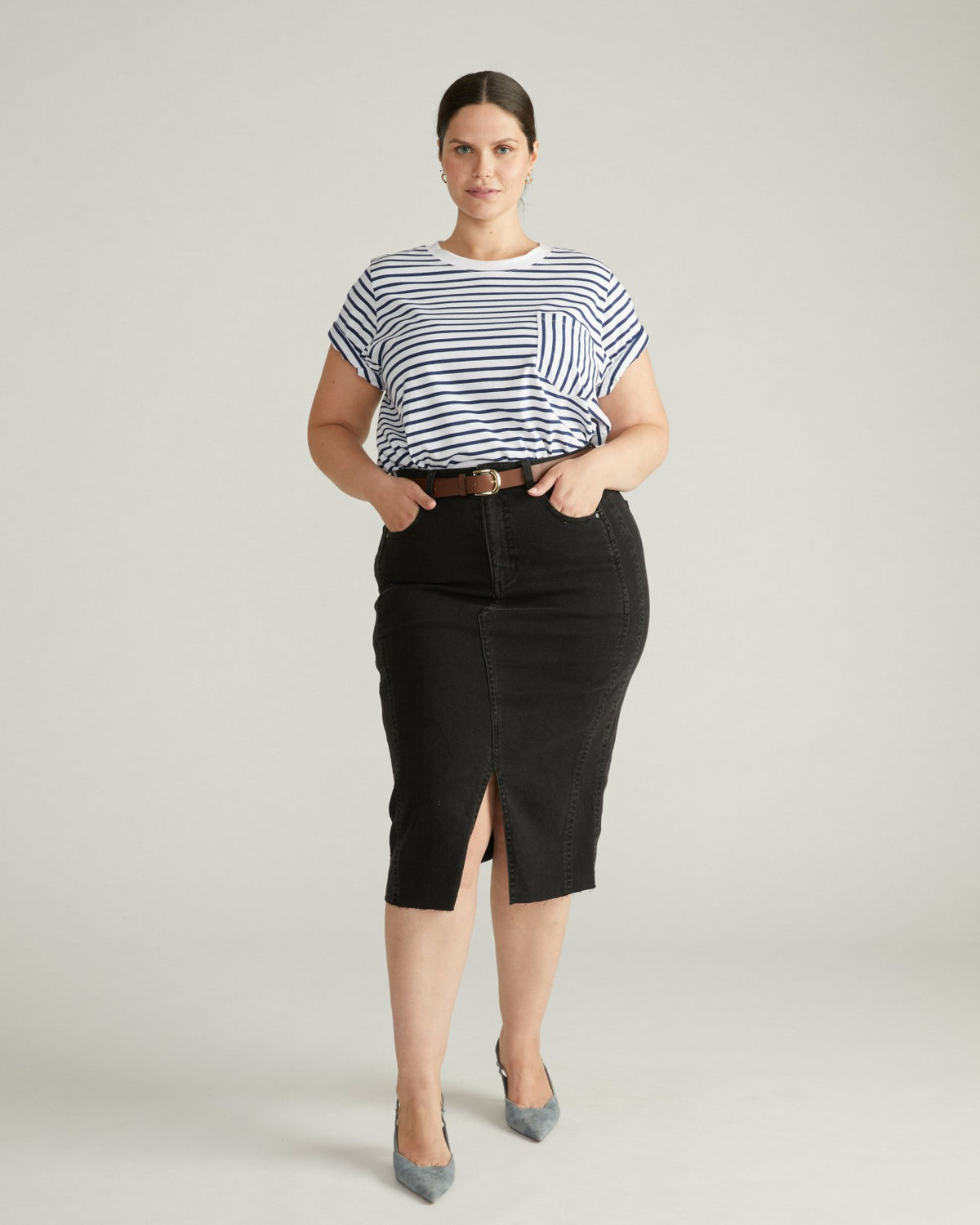 Breton Stripe Garcon Tee - White/Cenote Stripe | Universal Standard