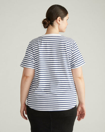 Breton Stripe Garcon Tee - White/Cenote Stripe | Universal Standard