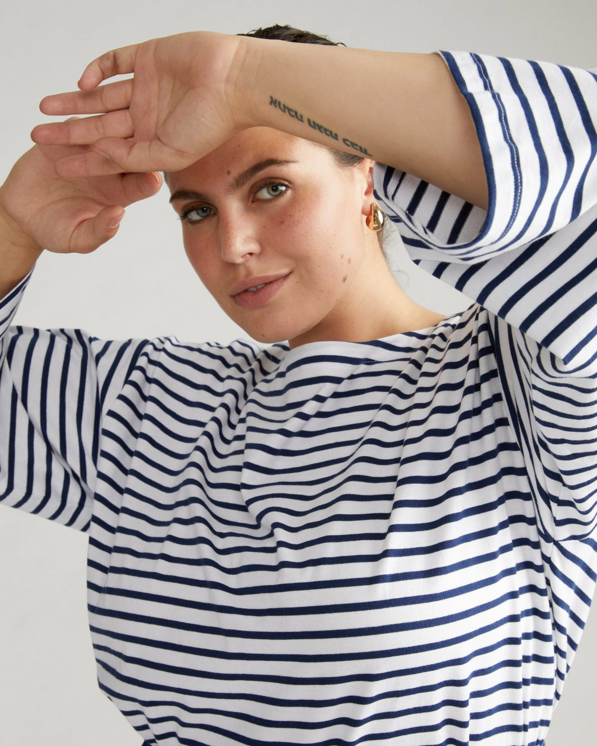 Montauk Breton Stripe Bell Sleeve Top - White/Cenote Stripe | Universal Standard