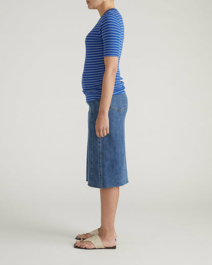 Classic Ribbed Tee - Bright Blue/White Microstripe | Universal Standard