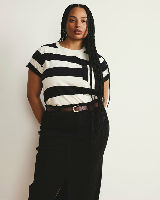 Breton Stripe Garcon Tee - Ecru/Black Rugby Stripe | Universal Standard