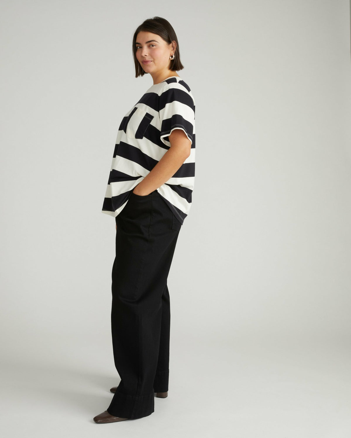 Breton Stripe Garcon Tee - Ecru/Black Rugby Stripe | Universal Standard
