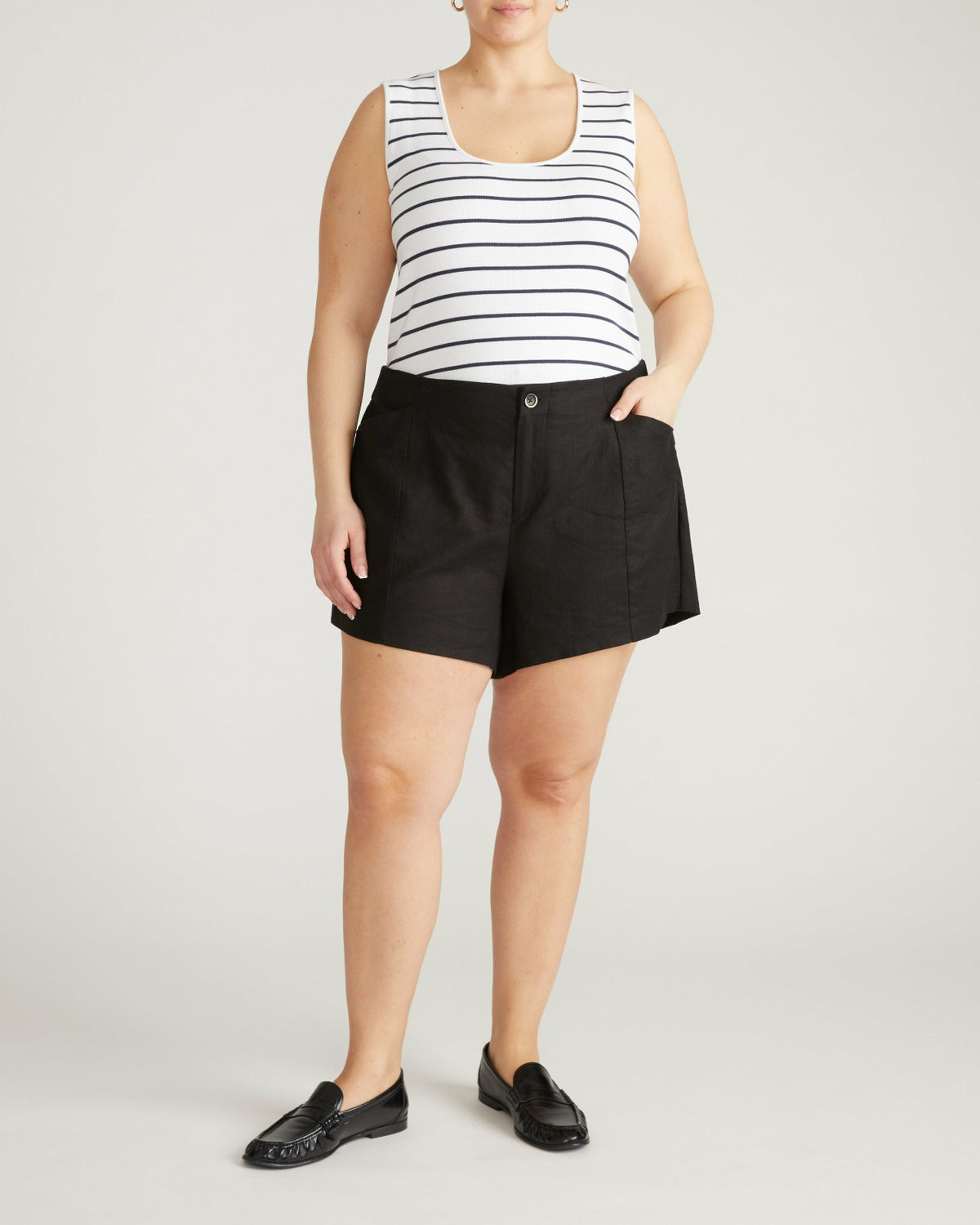 Daisy Ribbed Tank - Nautical Navy Stripe | Universal Standard