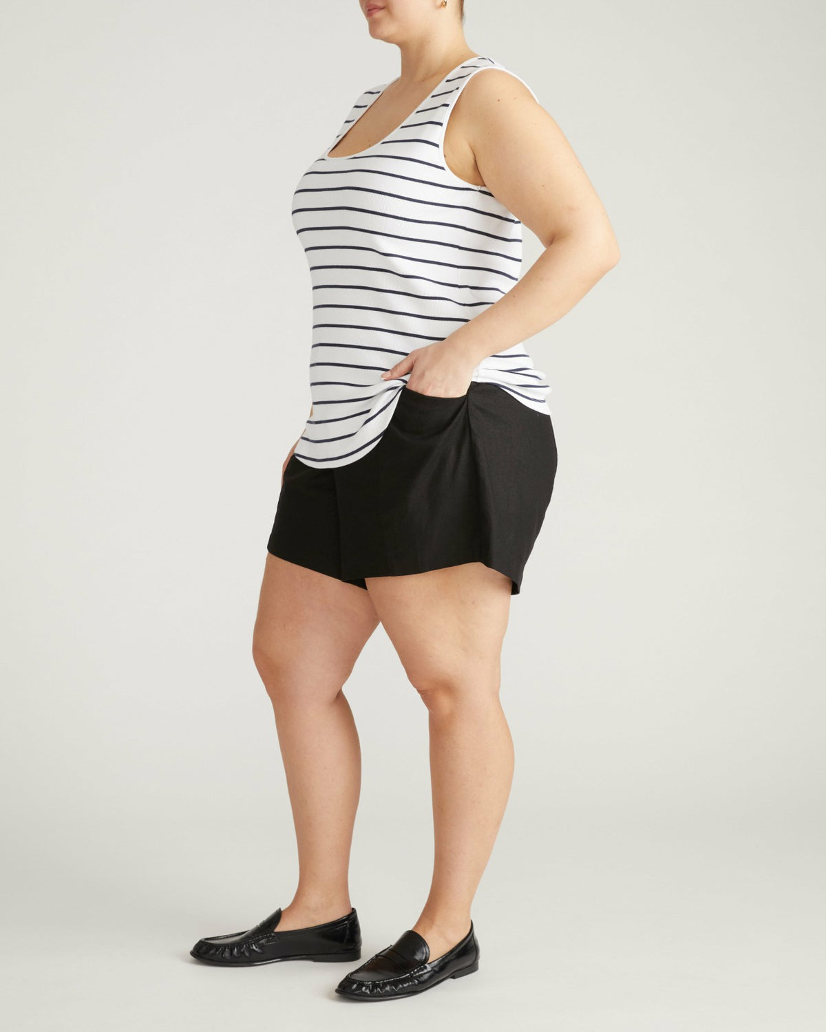 Daisy Ribbed Tank - Nautical Navy Stripe | Universal Standard