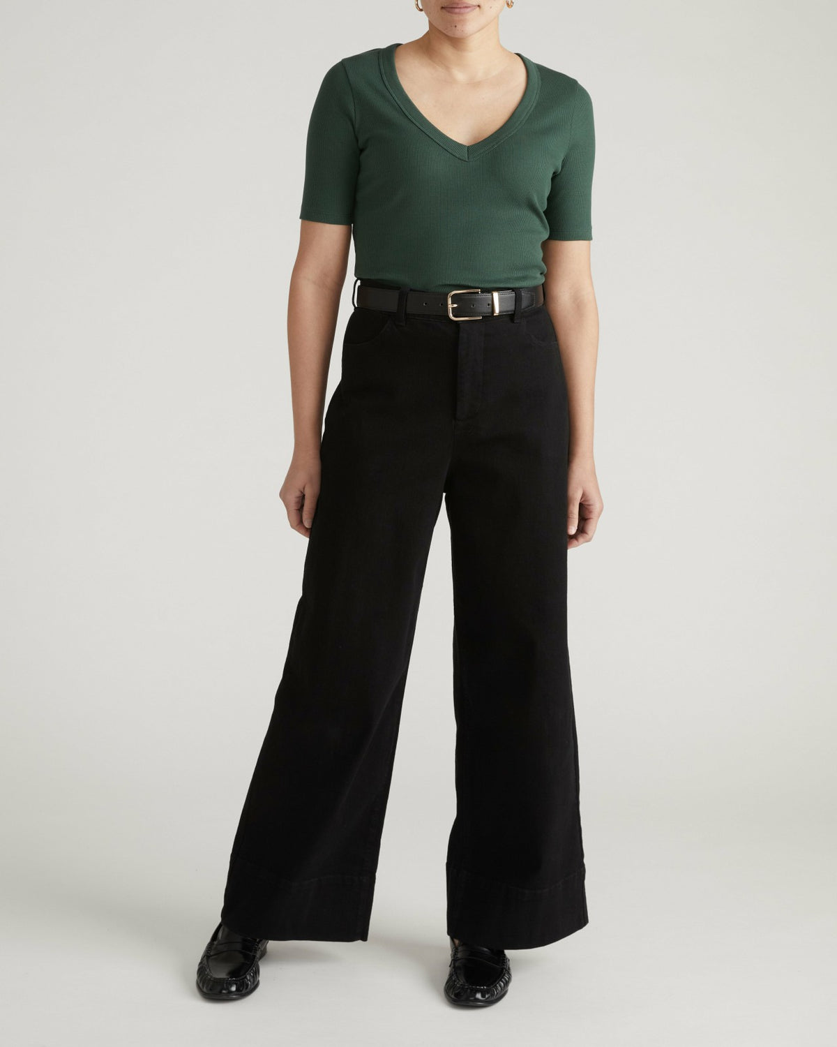 Classic V-Neck Ribbed Tee - Conifer | Universal Standard