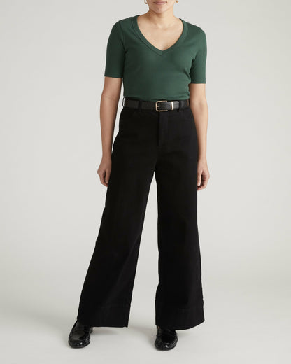 Classic V-Neck Ribbed Tee - Conifer | Universal Standard