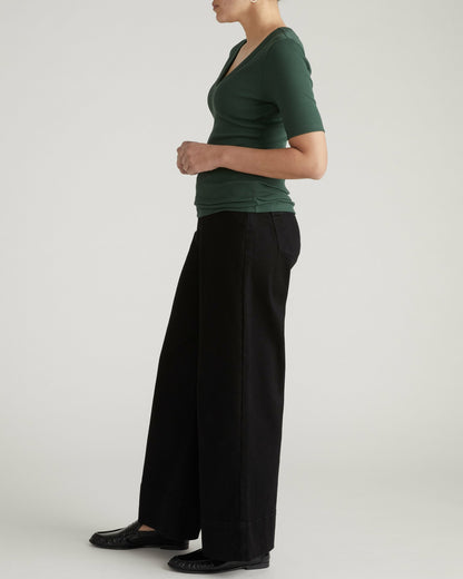 Classic V-Neck Ribbed Tee - Conifer | Universal Standard