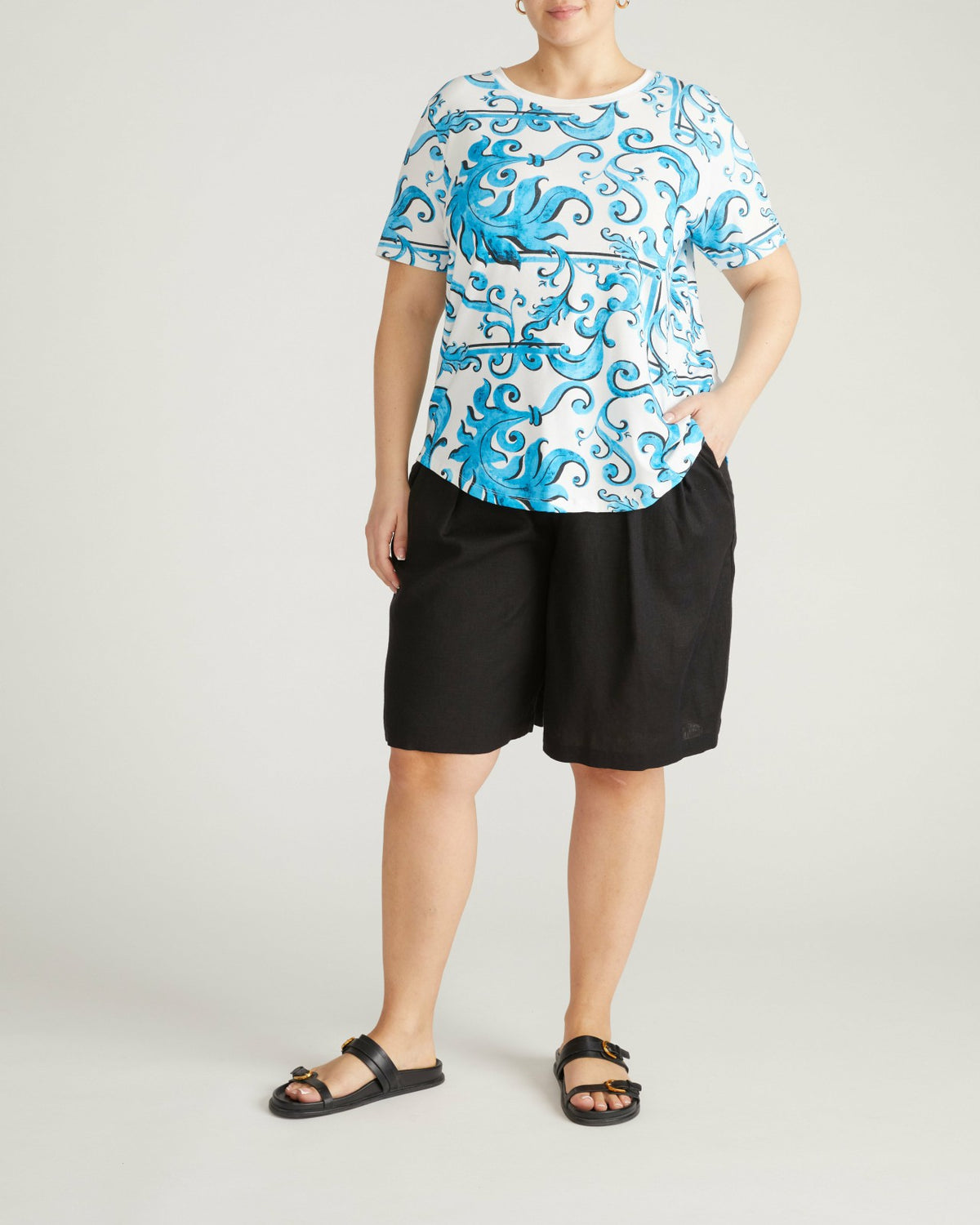 Tee Rex - Blue Majolica Print | Universal Standard