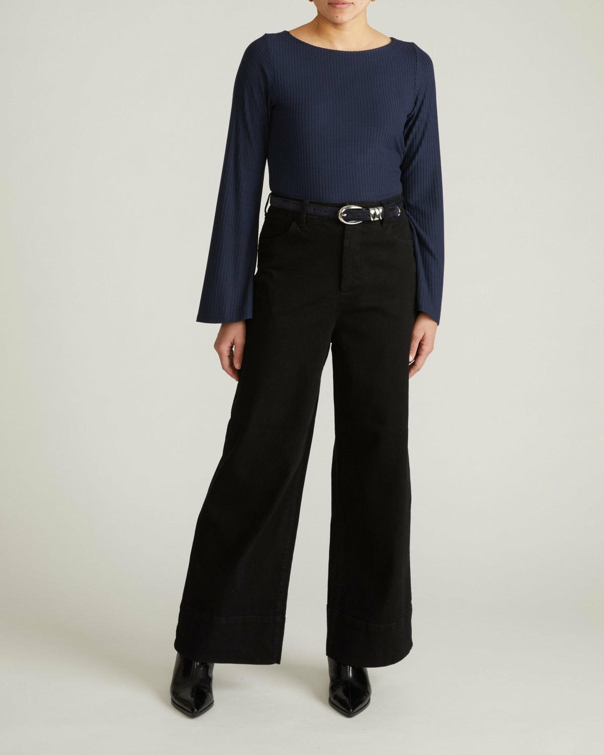 Yasmin Flare Sleeve Ribbed Top - Midnight | Universal Standard