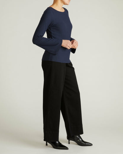 Yasmin Flare Sleeve Ribbed Top - Midnight | Universal Standard