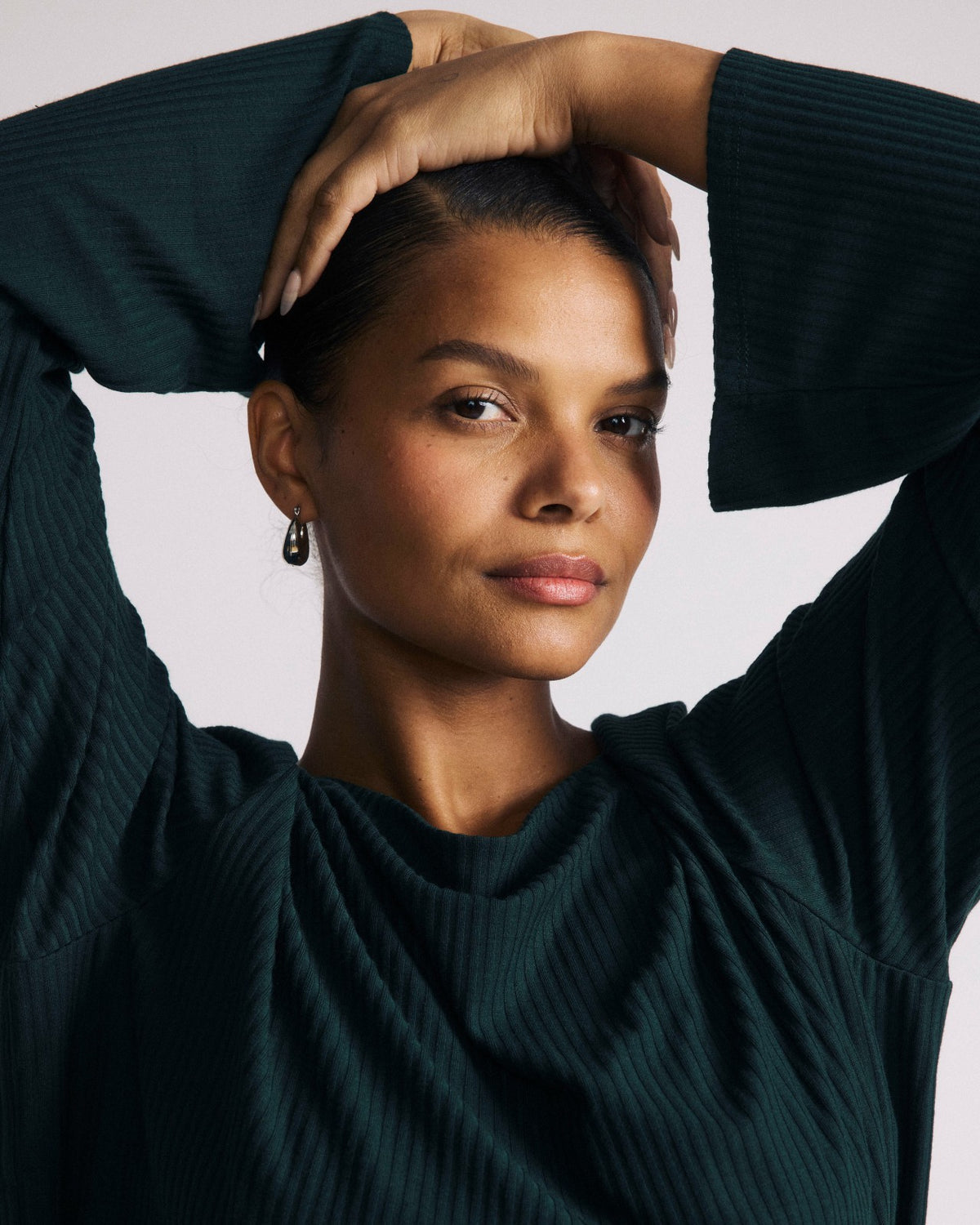 Yasmin Flare Sleeve Ribbed Top - Forest Green | Universal Standard