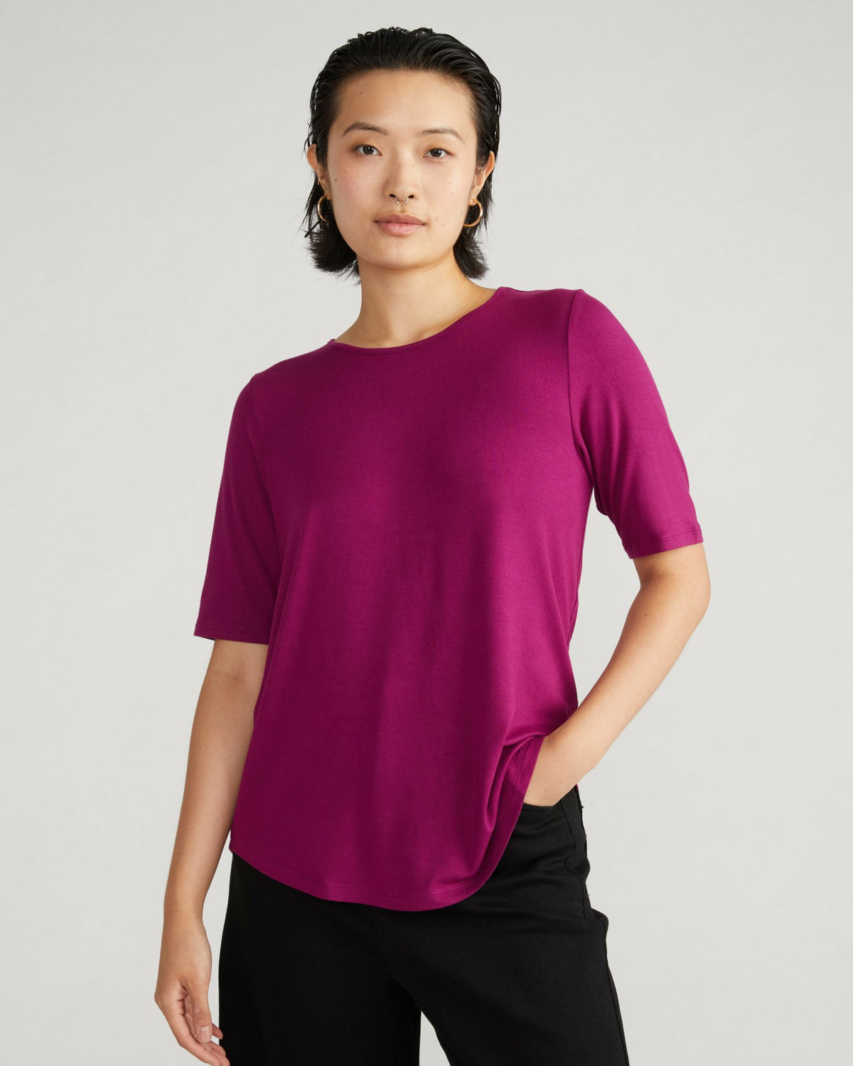 Lily Liquid Jersey Crew Neck Stovepipe Tee - Rothko Purple | Universal Standard