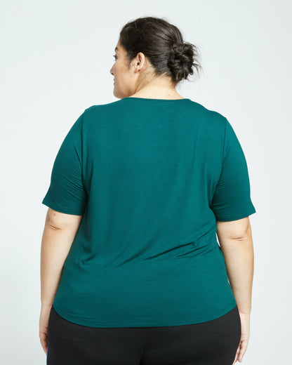 Lily Liquid Jersey Crew Neck Stovepipe Tee - Forest Green | Universal Standard