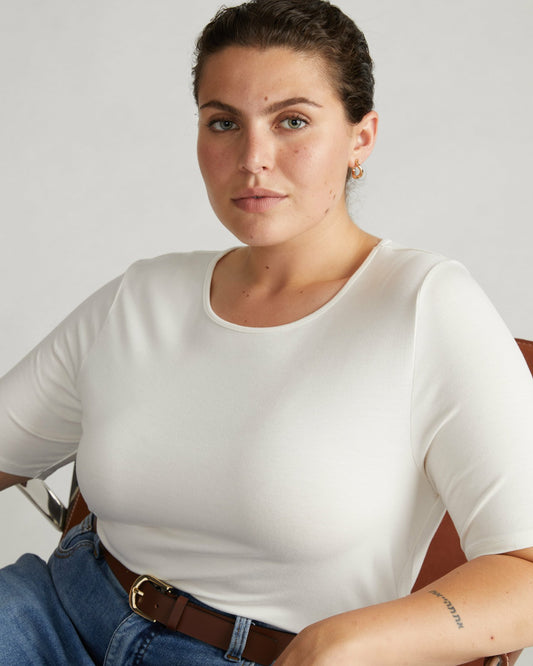 Lily Liquid Jersey Crew Neck Stovepipe Tee - White | Universal Standard
