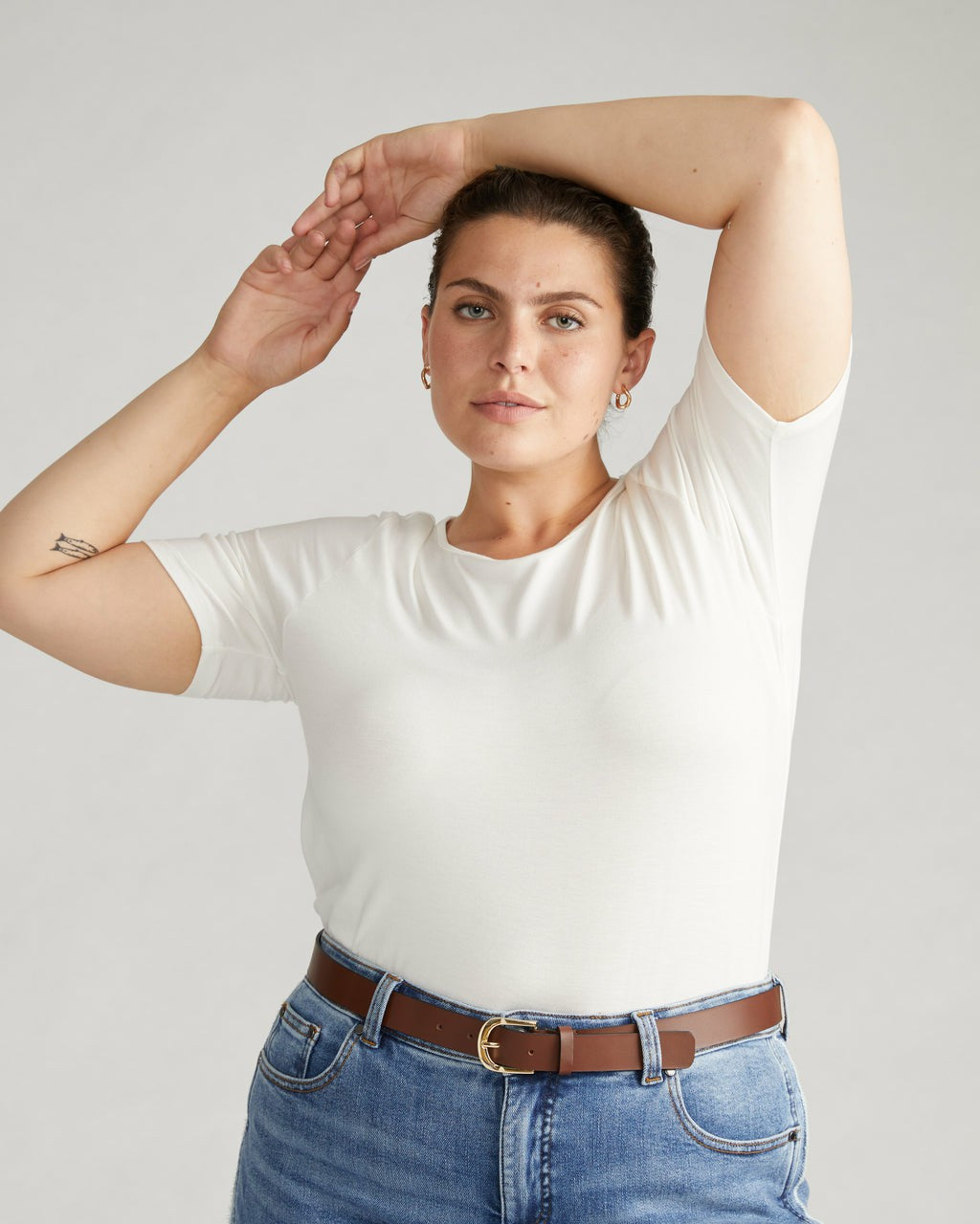 Lily Liquid Jersey Crew Neck Stovepipe Tee - White | Universal Standard