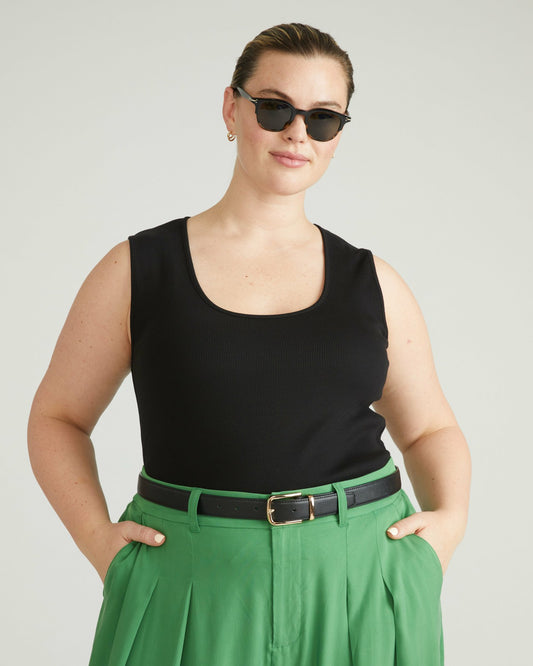 Daisy Ribbed Tank - Black | Universal Standard