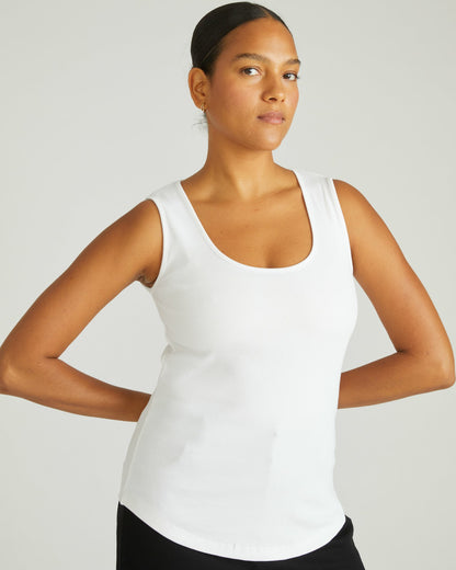 Daisy Ribbed Tank - White | Universal Standard