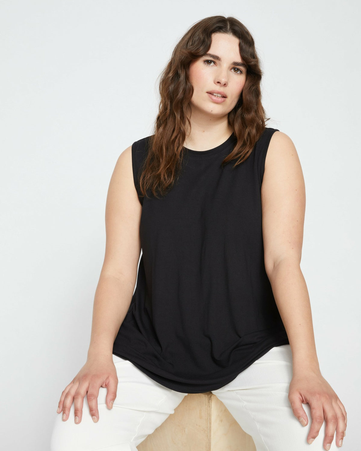 Heatwave Divine Jersey Flared Tank - Black | Universal Standard