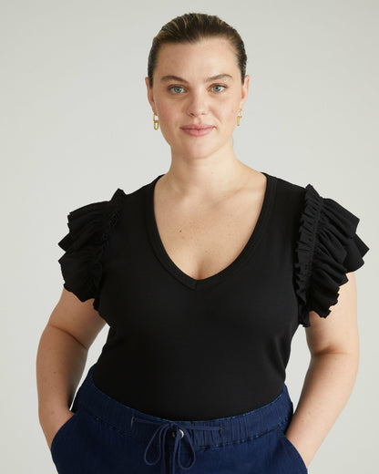 Magnolia Ribbed Top - Black | Universal Standard