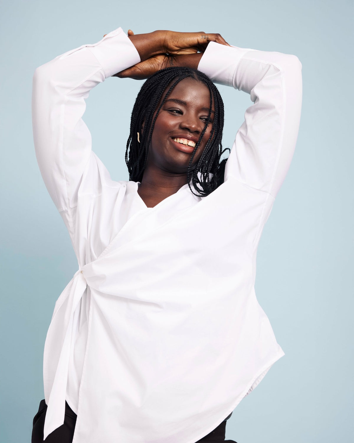 Beacon Stretch Poplin Wrap Shirt - White | Universal Standard