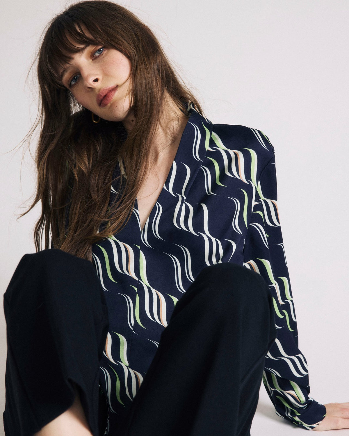 Cambria Soft Satin Blouse - Paddington Ribbon Print | Universal Standard
