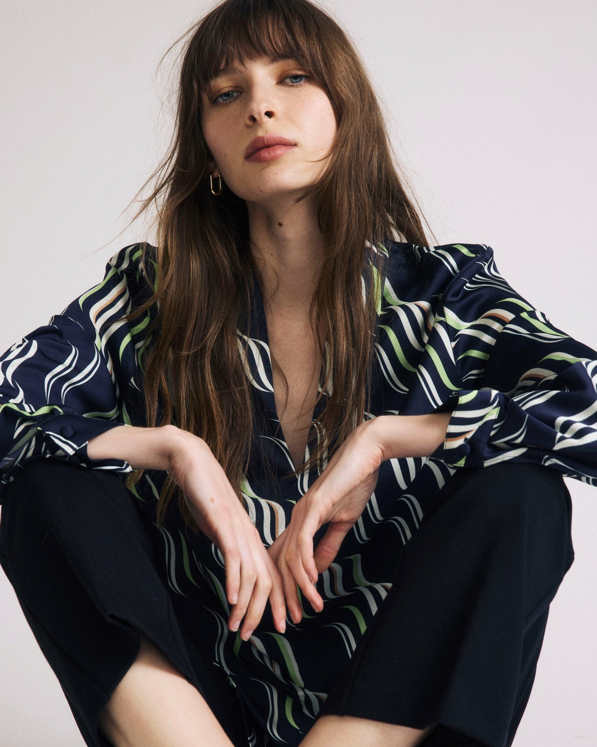 Cambria Soft Satin Blouse - Paddington Ribbon Print | Universal Standard