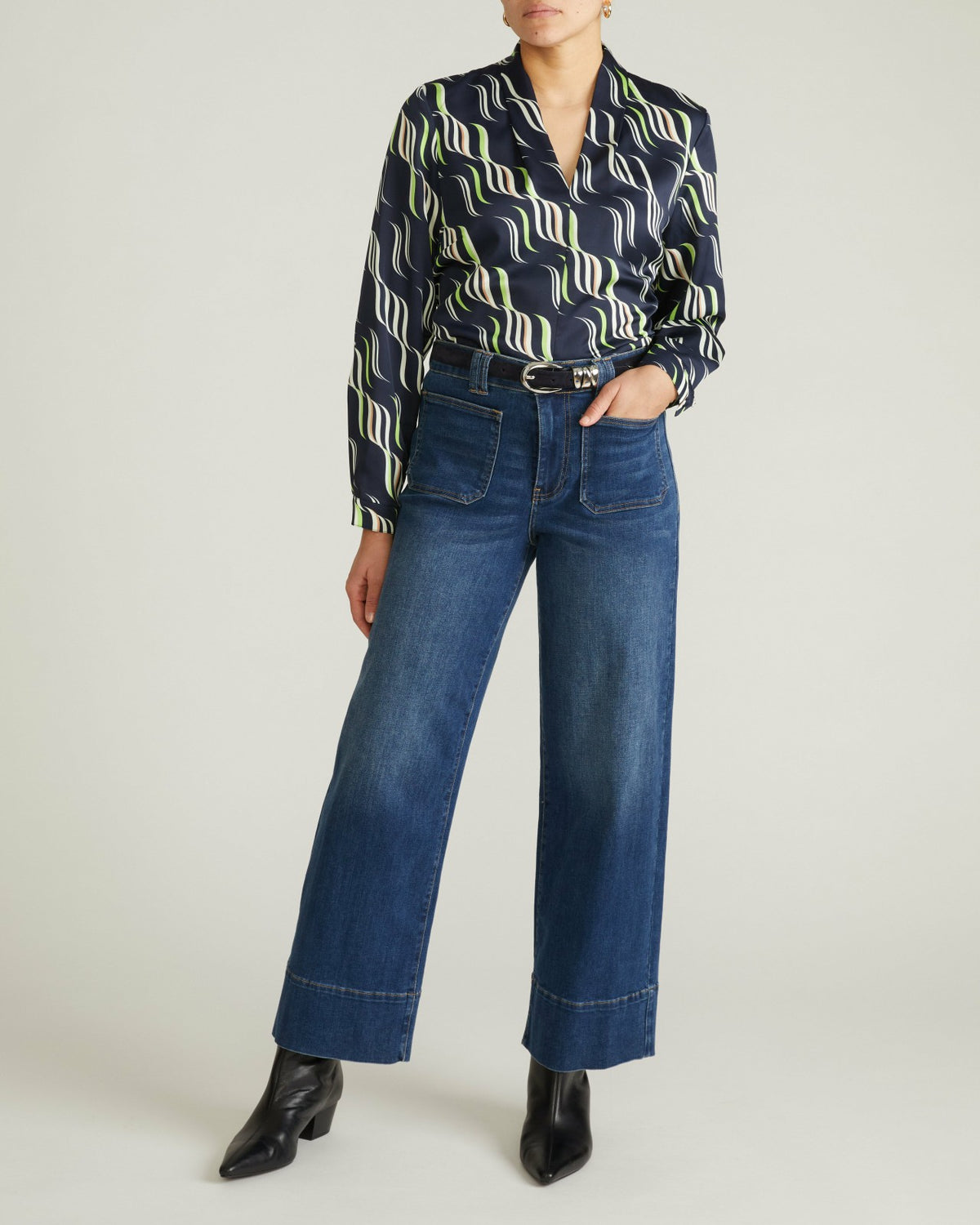 Cambria Soft Satin Blouse - Paddington Ribbon Print | Universal Standard