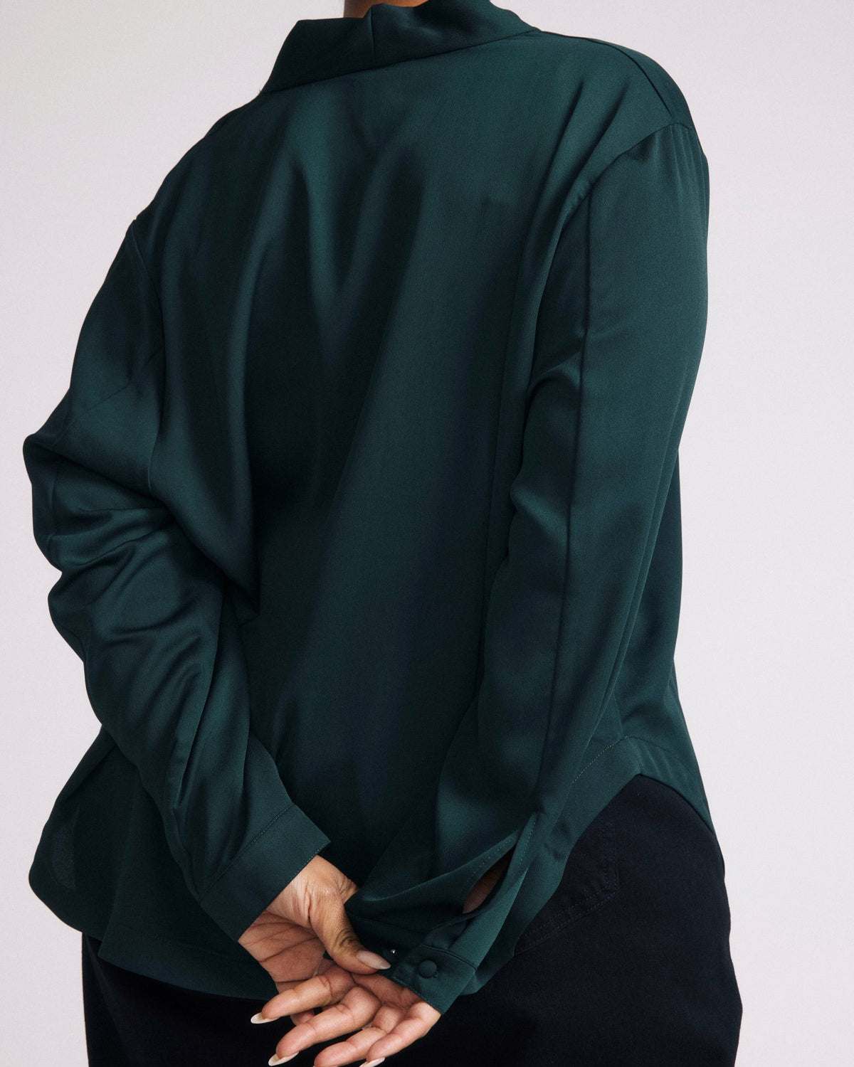 Cambria Soft Satin Blouse - Forest Green | Universal Standard