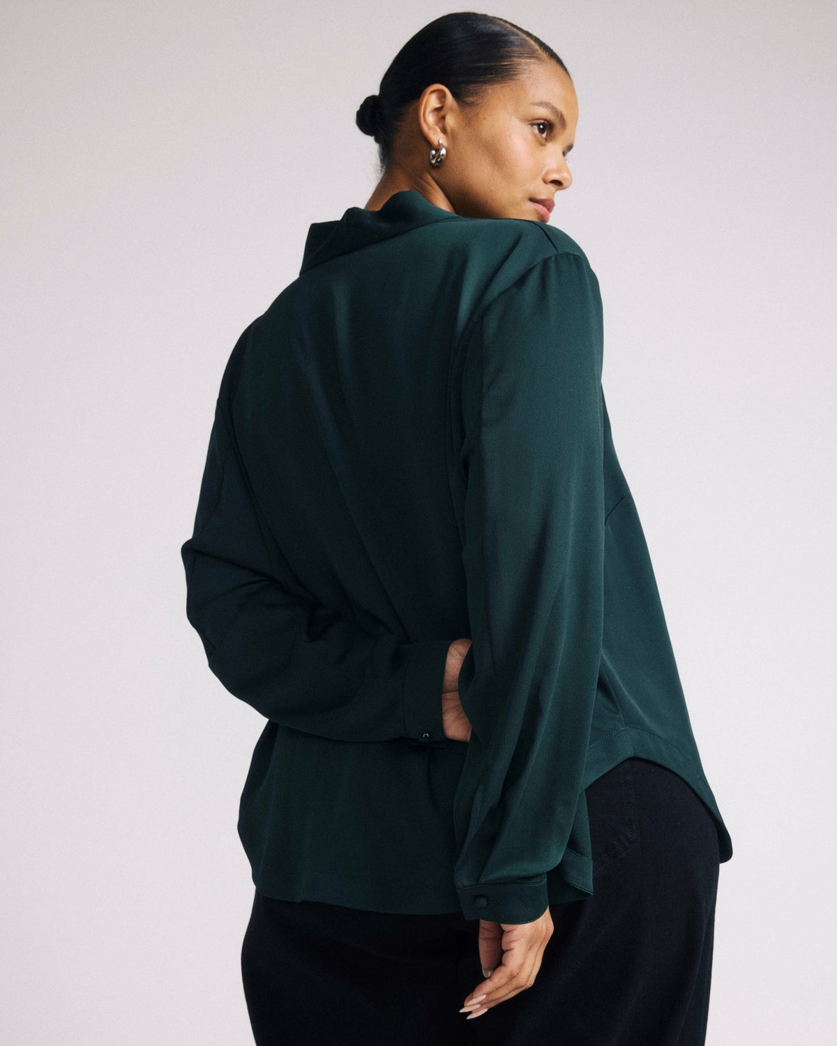 Cambria Soft Satin Blouse - Forest Green | Universal Standard