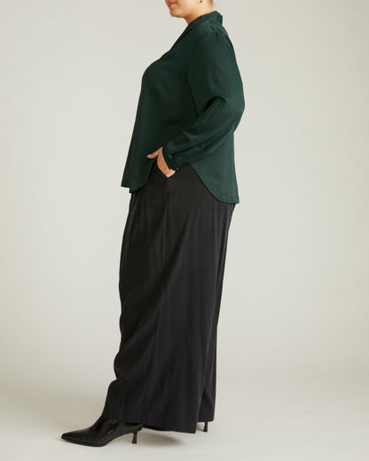 Cambria Soft Satin Blouse - Forest Green | Universal Standard