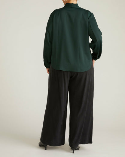 Cambria Soft Satin Blouse - Forest Green | Universal Standard