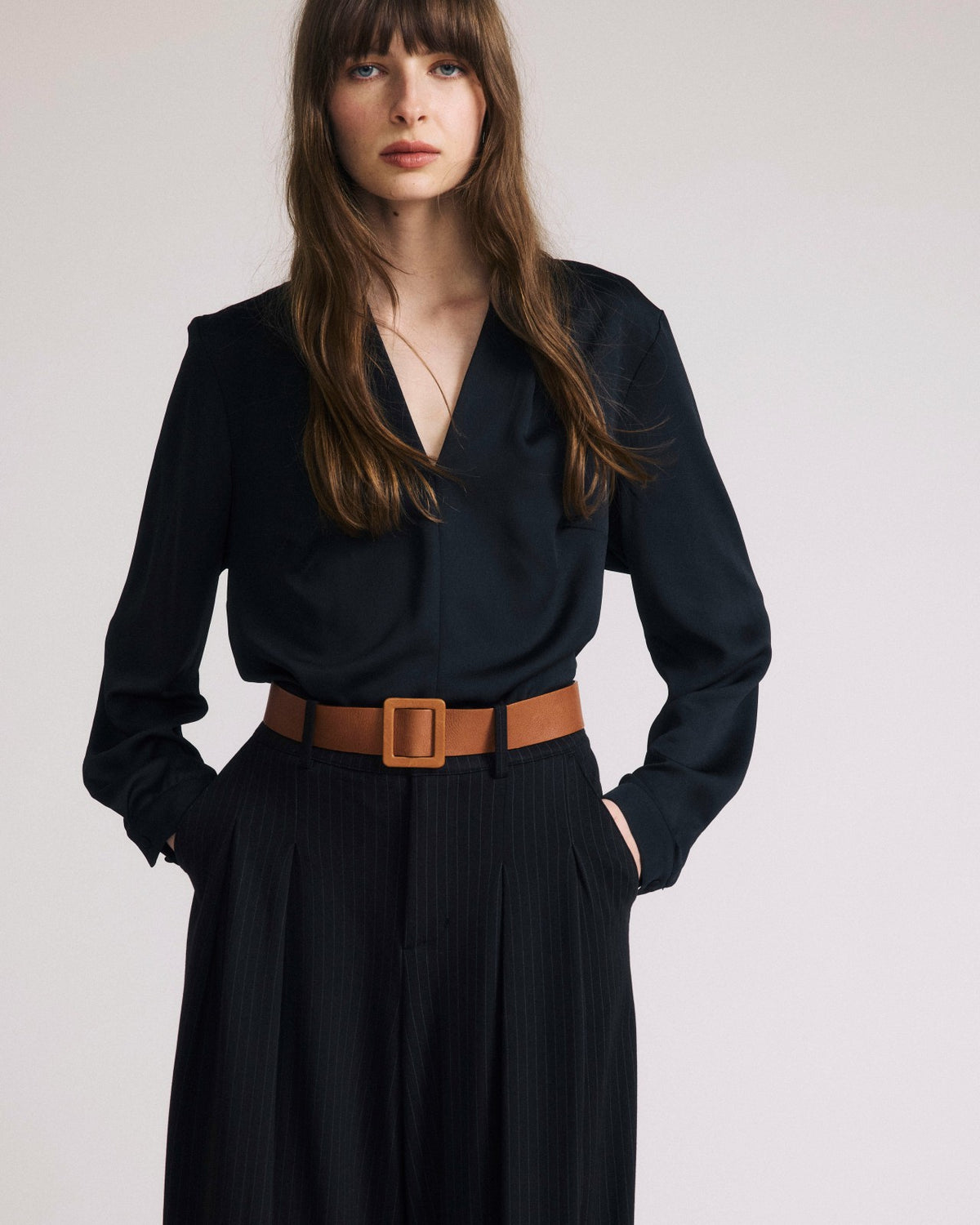Cambria Soft Satin Blouse - Black | Universal Standard