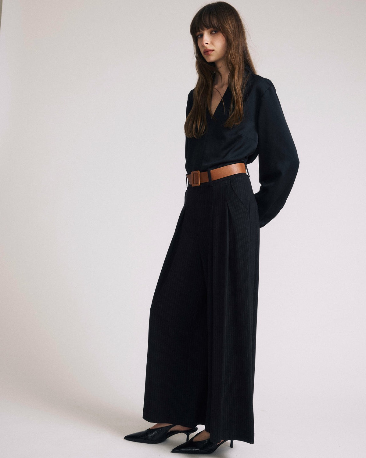 Cambria Soft Satin Blouse - Black | Universal Standard