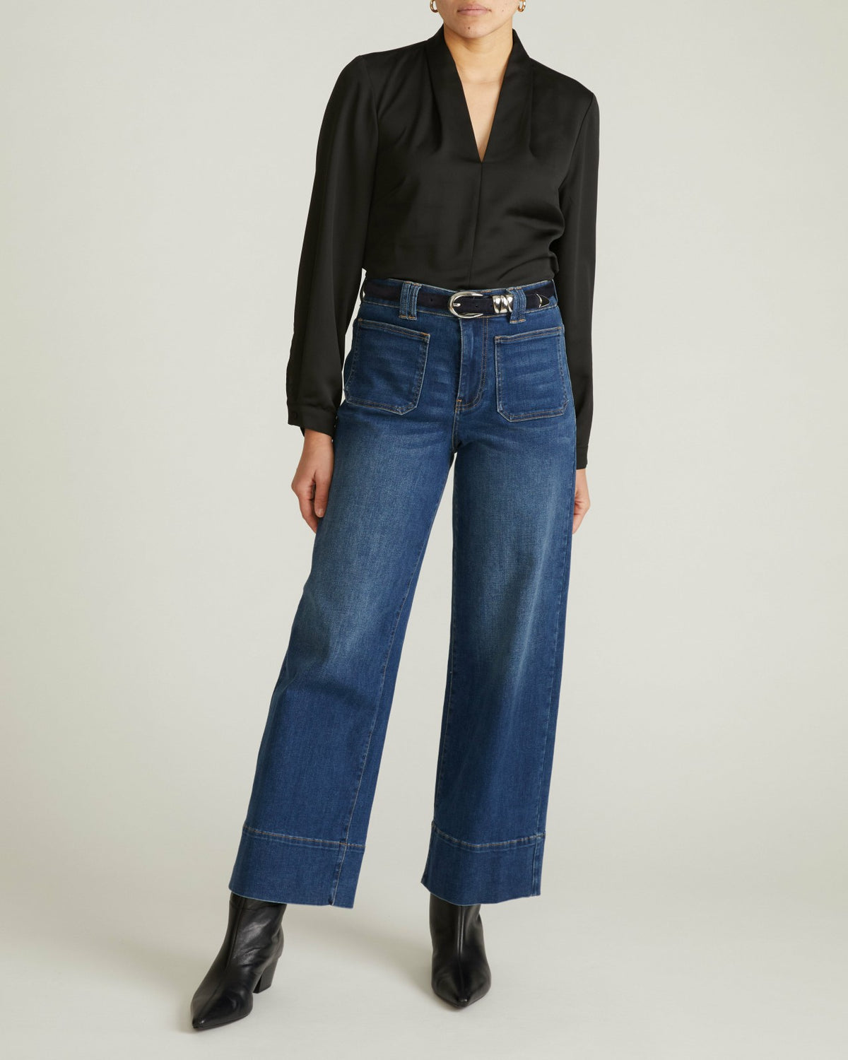 Cambria Soft Satin Blouse - Black | Universal Standard