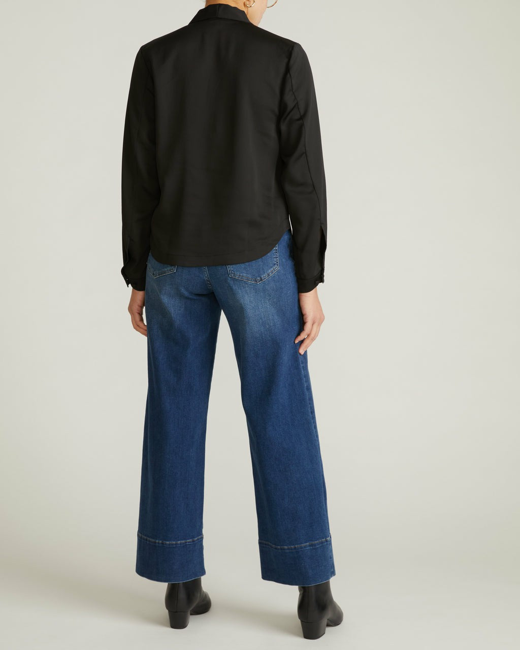 Cambria Soft Satin Blouse - Black | Universal Standard