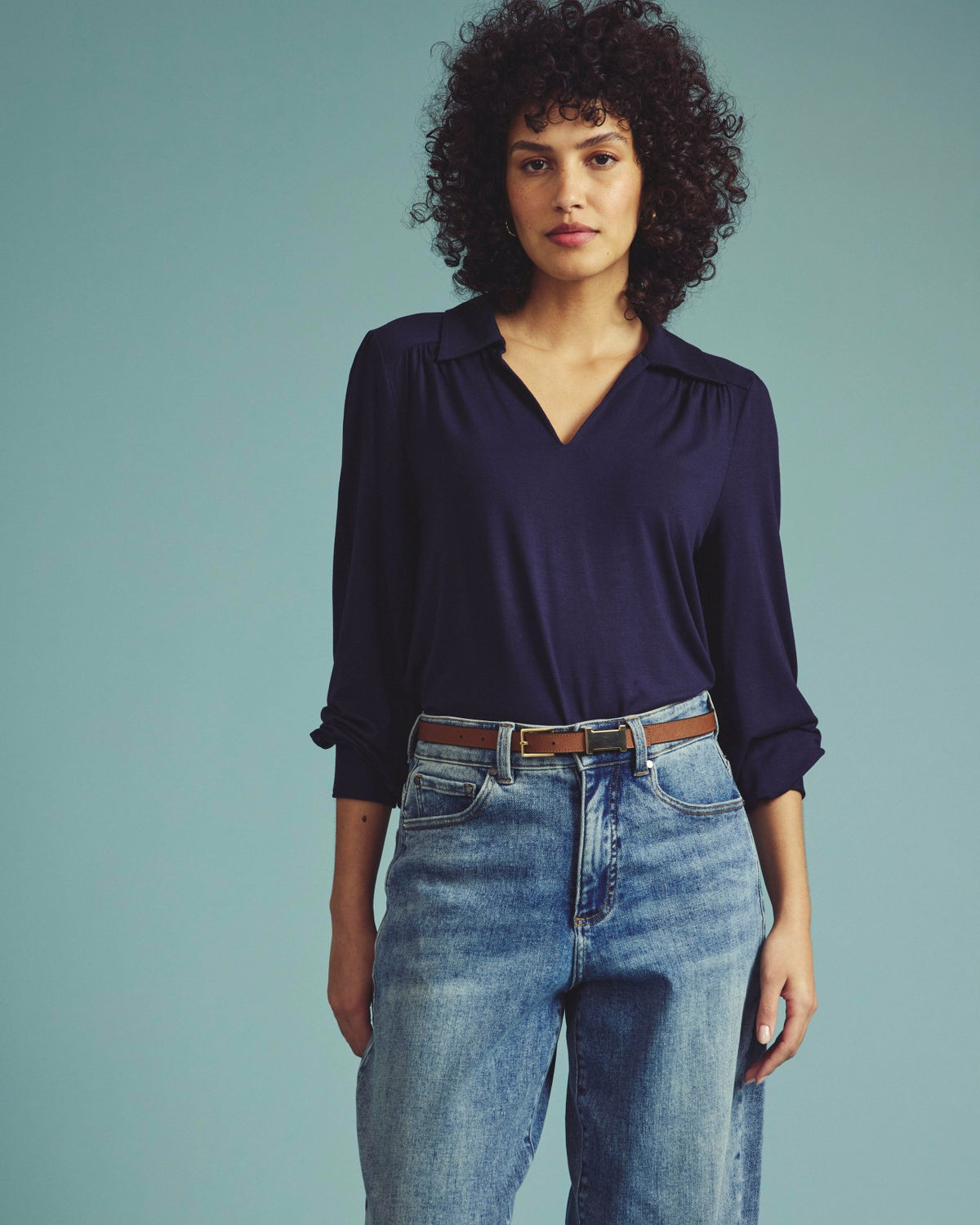 Moore Liquid Jersey Blouse - Midnight | Universal Standard