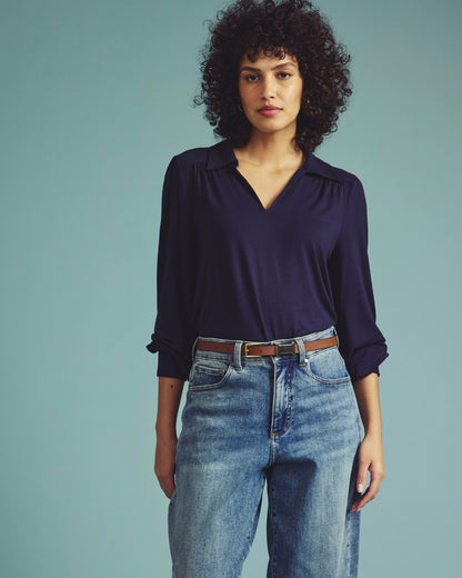 Moore Liquid Jersey Blouse - Midnight | Universal Standard
