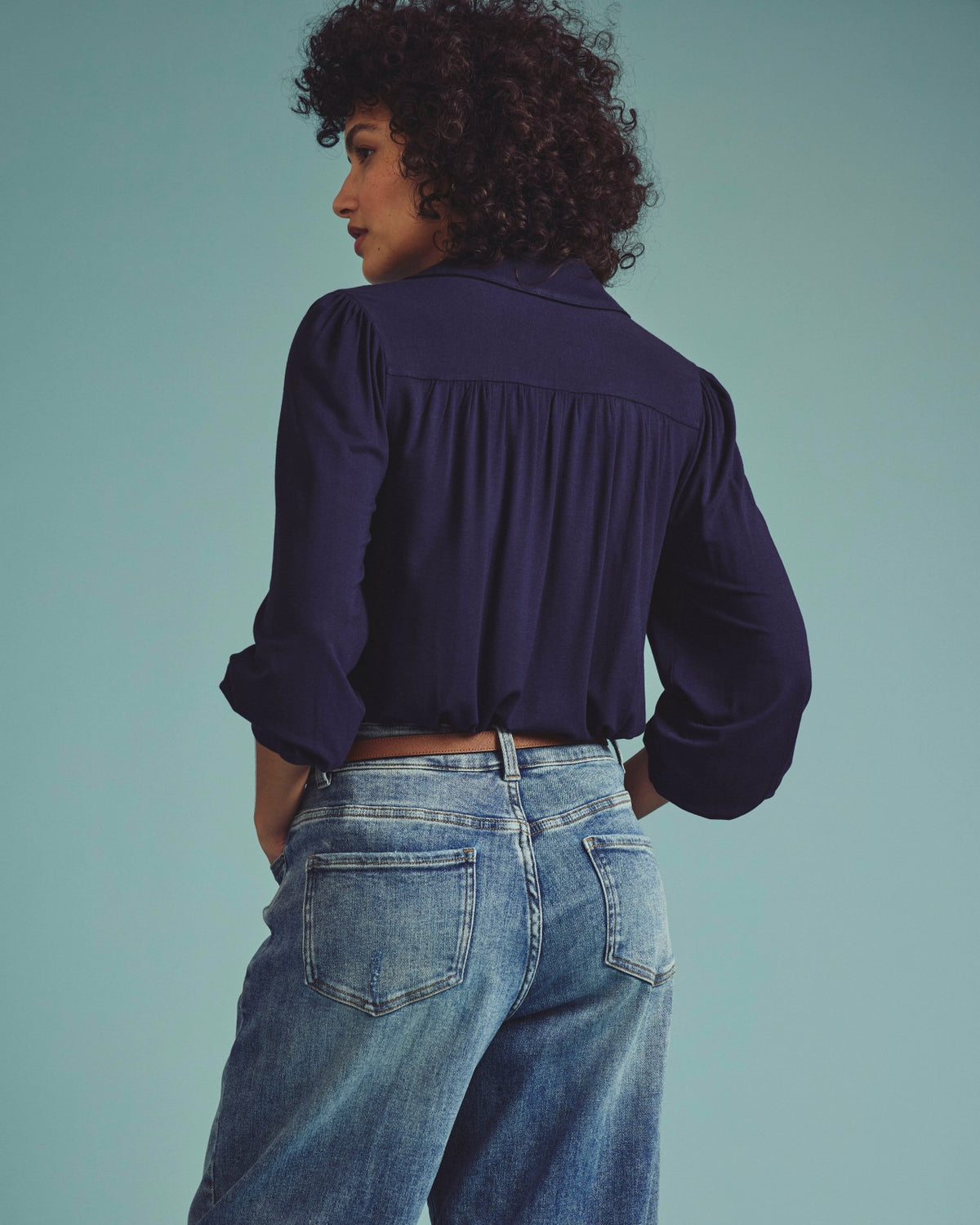 Moore Liquid Jersey Blouse - Midnight | Universal Standard