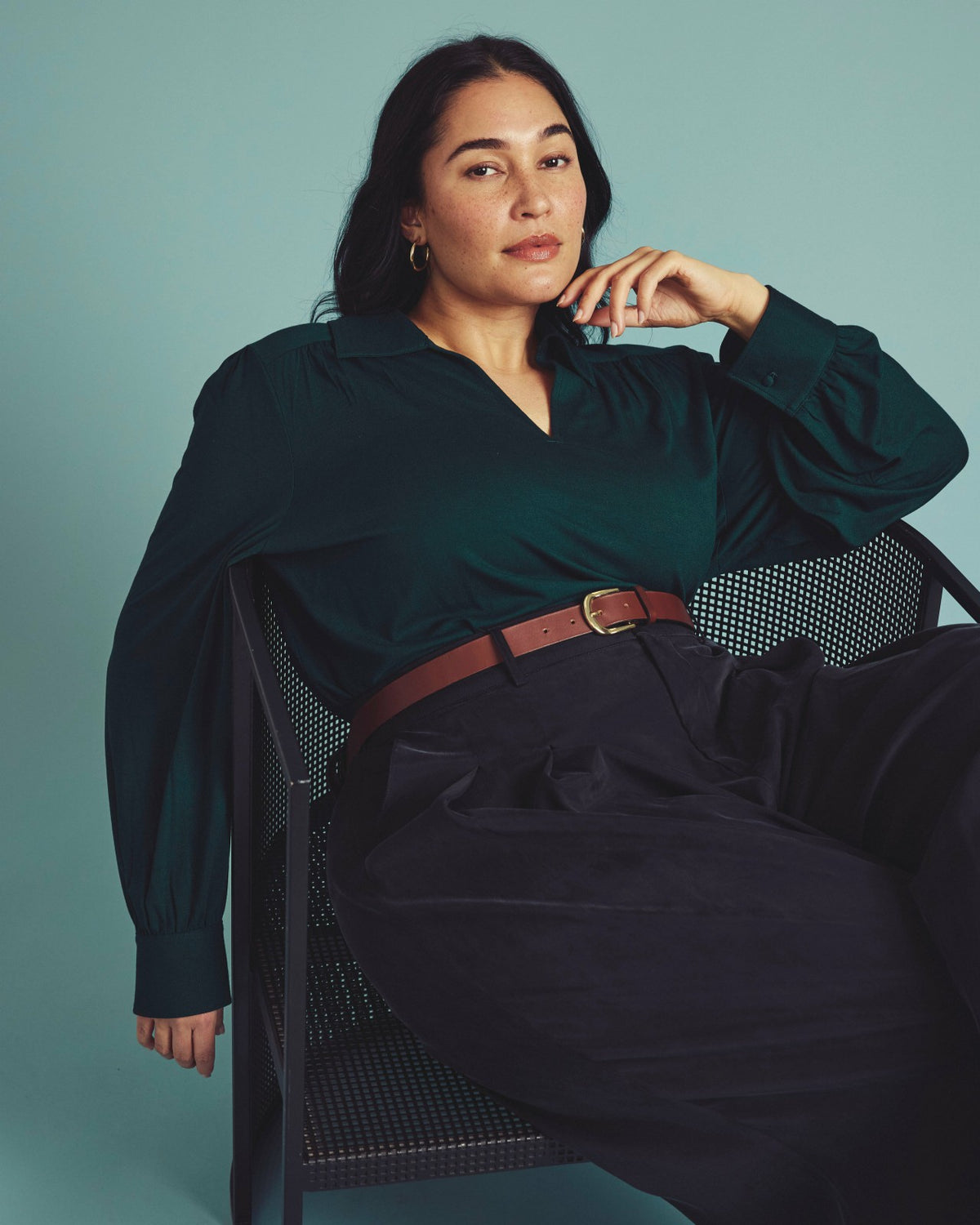Moore Liquid Jersey Blouse - Forest Green | Universal Standard