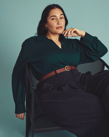 Moore Liquid Jersey Blouse - Forest Green | Universal Standard