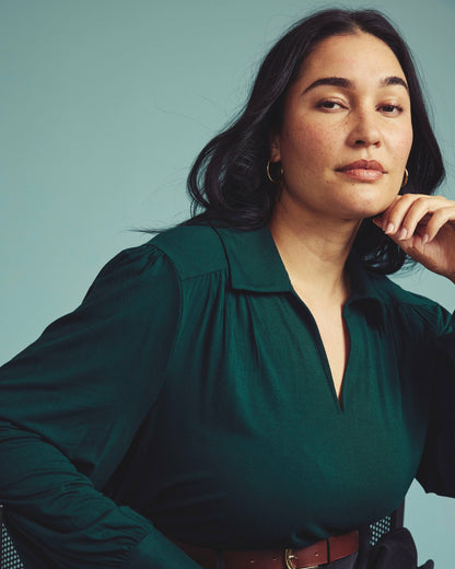 Moore Liquid Jersey Blouse - Forest Green | Universal Standard